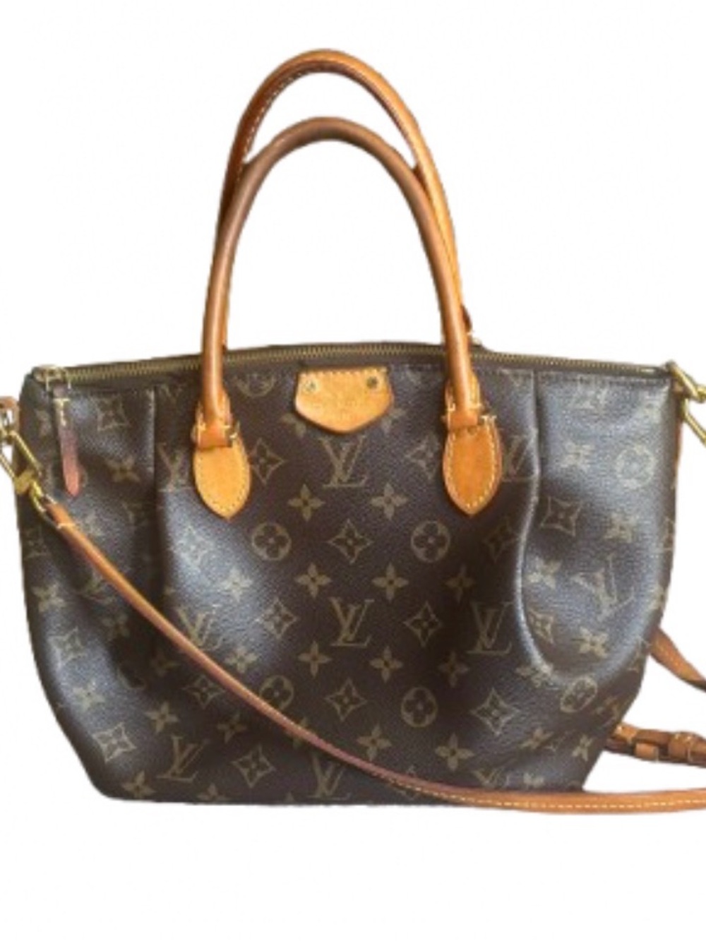 Louis Vuitton Turenne PM Monogram Canvas Tote with Tan Leather Handles LV